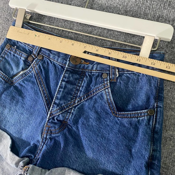 Free People x One Teaspoon Shorts 24 Blue Denim Hawks High Rise Cuffed - Picture 8 of 13